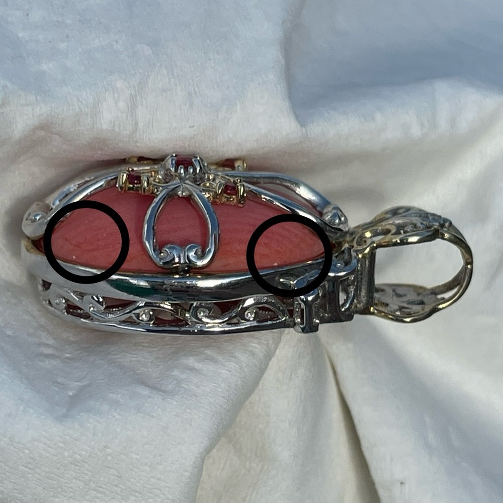 Gems en Vogue Salmon Coral Sapphire Pendant - Picture 14 of 14